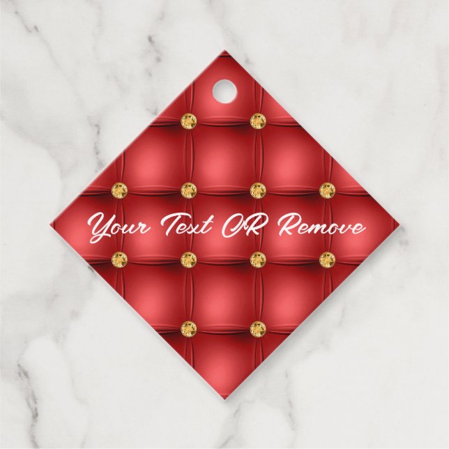 Red Gold Diamond Tufed Custom Text Geschenkmarke Geschenkanhänger (Vorderseite)