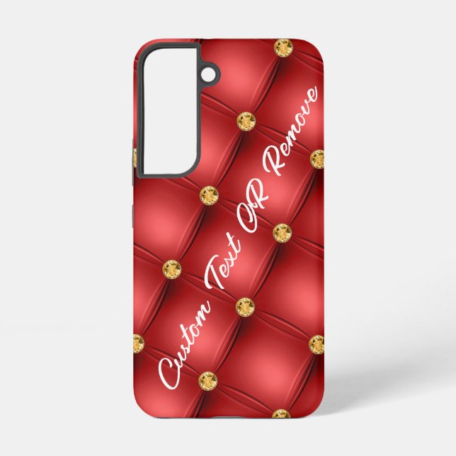 Red Gold Diamond Tufed Custom Text Ihr Name Samsung Galaxy Hülle (Rückseite)