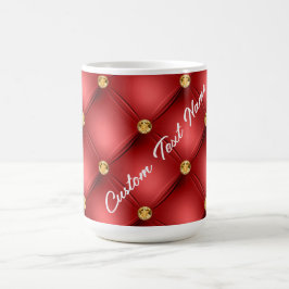 Red Gold Diamond Tufed Custom Text Name Tasse