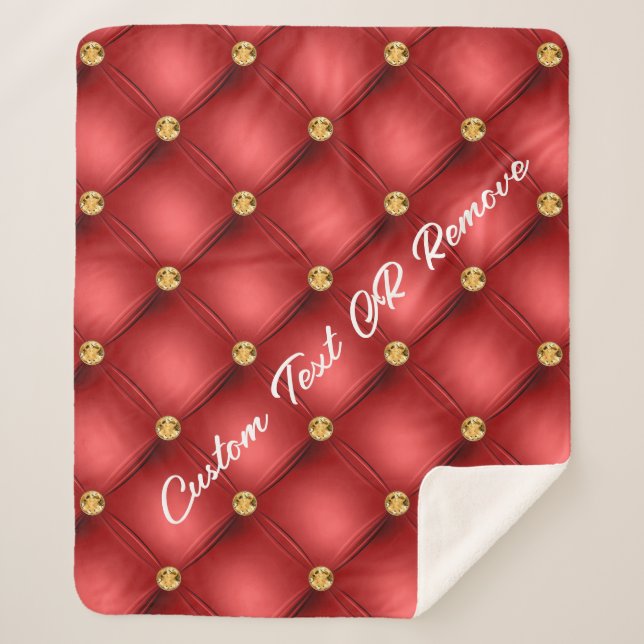 Red Gold Diamond Tufed Custom Text Sherpa Blanket Sherpadecke (Vorderseite)