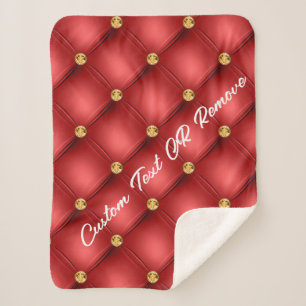 Red Gold Diamond Tufp Sherpa Blanket Custom Text Sherpadecke