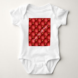 Red Gold Diamond Tufted Custom Text Baby Bodysuit Baby Strampler