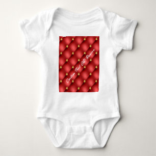 Red Gold Diamond Tufted Custom Text Baby Bodysuit Strampler