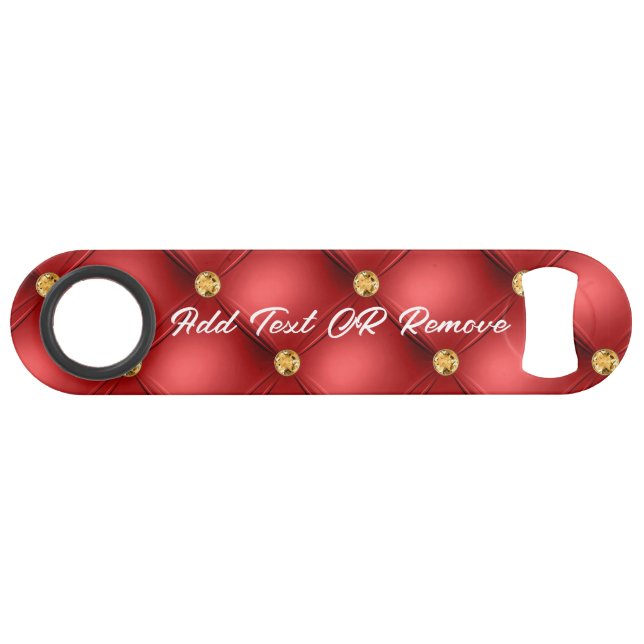 Red Gold Diamond Tufted Custom Text Bar Key (Vorderseite (Horizontal))