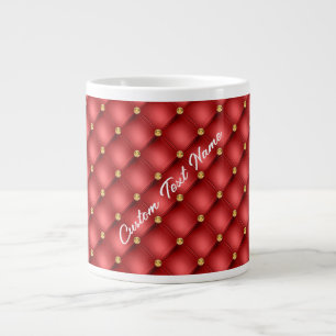 Red Gold Diamond Tufted Custom Text Coffee Tasse