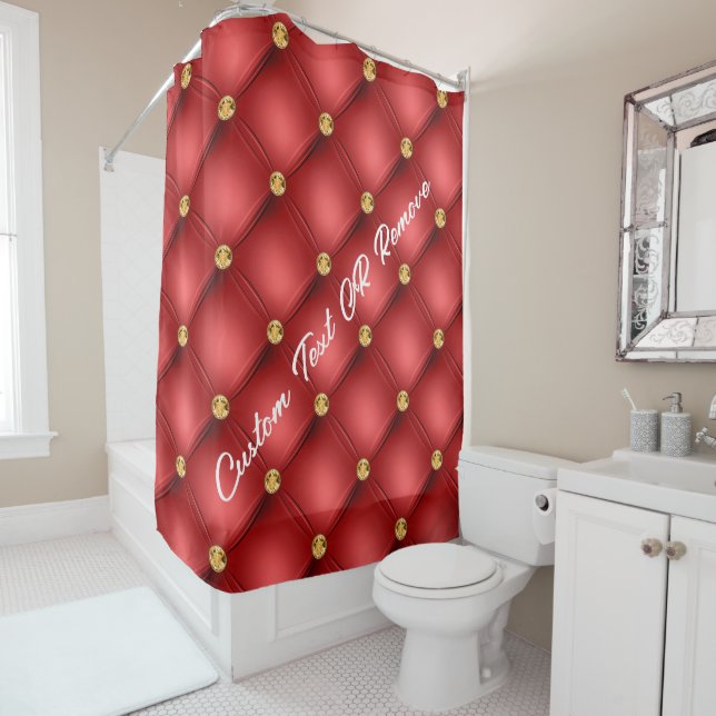 Red Gold Diamond Tufted Custom Text Shower Vorhang (Beispiel)