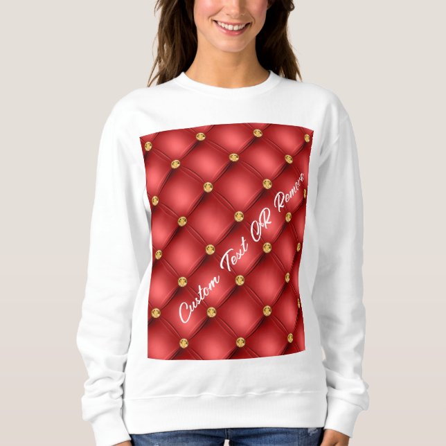 Red Gold Diamond Tufted Custom Text Sweatshirt (Vorderseite)