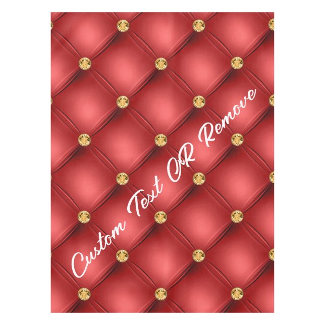 Red Gold Diamond Tufted Custom Text Tablecloth Tischdecke (Vorderseite)