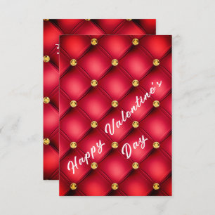 Red Gold Diamond Tufted Valentine's Day Card
