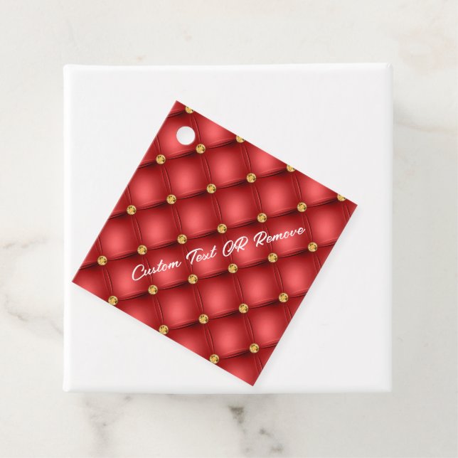 Red Gold Diamonds Tufed Custom Text Red Gift Tags Geschenkanhänger (Beispiel)