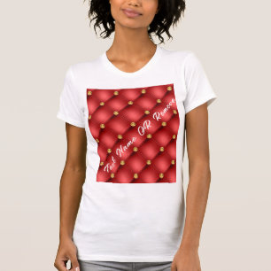 Red Gold Diamonds Tufed Custom Text T - Shirt