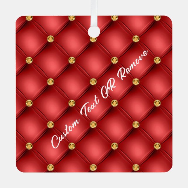 Red Gold Diamonds Weihnachtsschmuck Custom Text (Vorderseite)