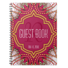 Red Gold Eastern Bohemisch Monogram Guest Book Notizblock