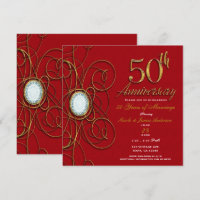 Red & Gold Elegant Diamond 50 50 Jahre