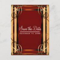 Red & Gold Elegante Company Save the Date