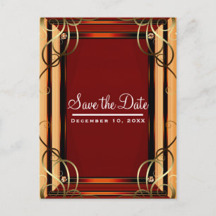 Red & Gold Elegante Company Save the Date Ankündigungspostkarte