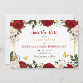 Red & Gold Elegante Quinceñera Save The Date