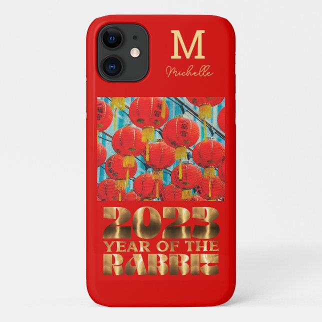 Red Gold Erstmalige Mongram Montag Neujahr des Kan Case-Mate iPhone Hülle (Rückseite)