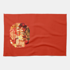 Red Gold Familienname Elegante Spanische Weihnacht Geschirrtuch