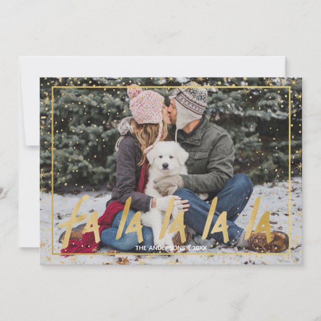 Red & Gold Fan La La La La Snowy Weihnachten (Vorderseite)