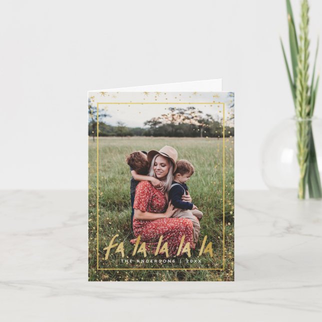 Red & Gold Fan La La La La Snowy Weihnachten (Vorderseite)