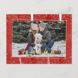 Red & Gold Fan La La La La Snowy Weihnachtsfeierta Feiertagspostkarte