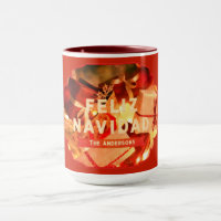 Red Gold Feliz Navidad Script Moderne Weihnachten