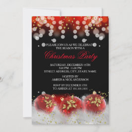 Red Gold Festivals Baubles Weihnachtsfeier Einladung