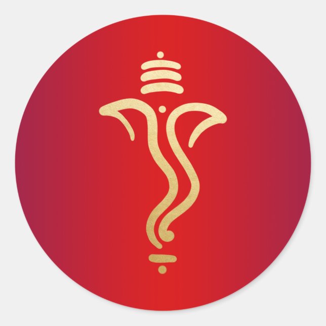 Red Gold Festive Ganesh/Indischer Gott Runder Aufkleber (Vorderseite)