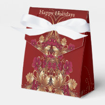 Red Gold Floral Holiday Geschenkboxen