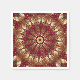 Red Gold Floral Holiday Napkin Serviette