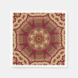 Red Gold Floral Holiday Napkin Serviette
