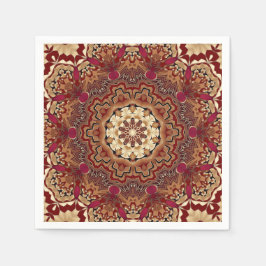 Red Gold Floral Holiday Napkin Serviette