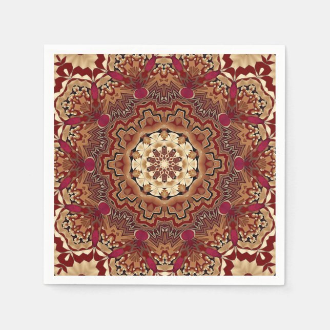 Red Gold Floral Holiday Napkin Serviette (Vorderseite)