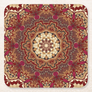 Red Gold Floral Holiday Paper Untersetzer