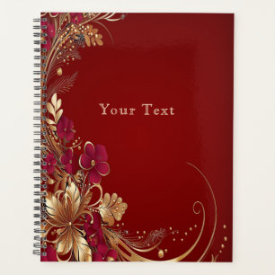 Red Gold Floral Holiday Planer