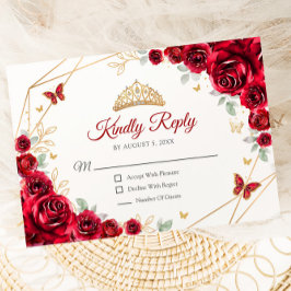 Red Gold Floral Quinceanera Antwort