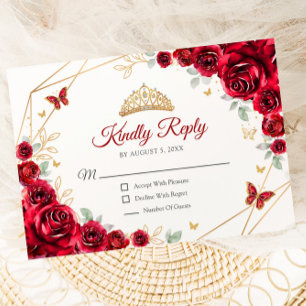 Red Gold Floral Quinceanera Antwort