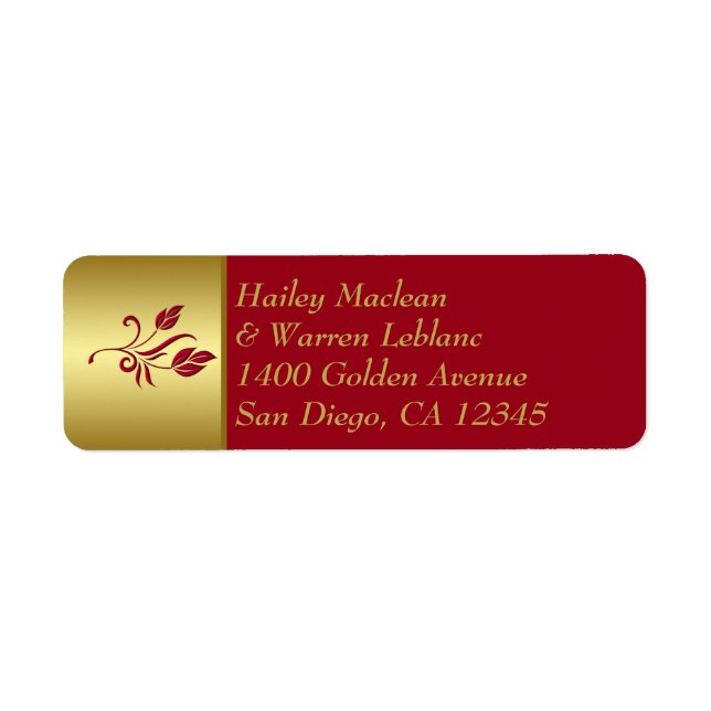 Red, Gold Floral Return Address Label (Vorne)