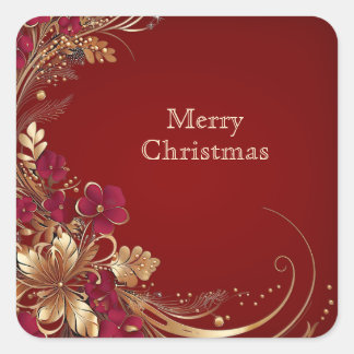 Red Gold Floral Sticker