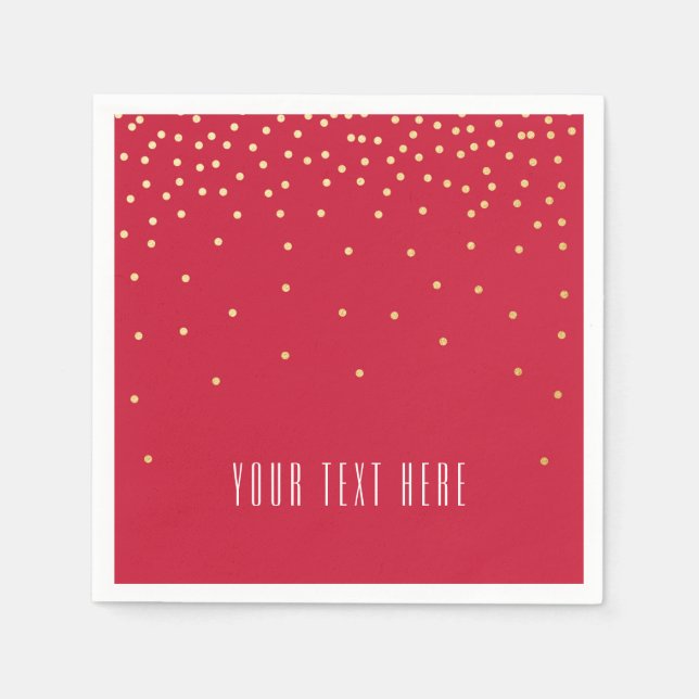 Red & Gold Foil Confetti Dot Holiday Party Neapel Serviette (Vorderseite)
