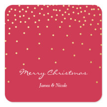 Red & Gold Foil Dots Moderne Aufkleber