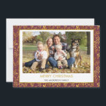 Red - Gold Foil Leaf Frohe Weihnachtsfamilie Foto Feiertagskarte<br><div class="desc">Red - Gold Foil Leaf Einfache und moderne frohe Weihnachtsfotokarte. Das Bild und der Familienname können auf dieser einfachen und eleganten Weihnachtsfamilien-Fotokarte ersetzt werden.</div>