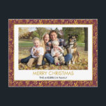 Red - Gold Foil Leaf Frohe Weihnachtsfamilie Foto Feiertagspostkarte<br><div class="desc">Red - Gold Foil Leaf Einfache und moderne frohe Weihnachtsfotokarte. Das Bild und der Familienname können auf dieser einfachen und eleganten Weihnachtsfamilien-Fotokarte ersetzt werden.</div>