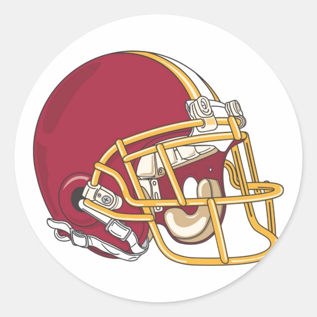 Red & Gold Football Helm Runder Aufkleber (Vorderseite)