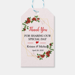 Red Gold Frame Floral Gastgeschenk Hochzeit Vielen Geschenkanhänger