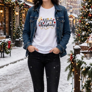 Red Gold Frohe Weihnachten Tri-Blend Shirt
