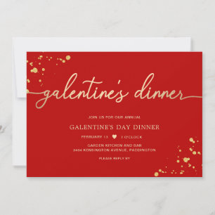 Red Gold Galentine's Day Dinner Einladung