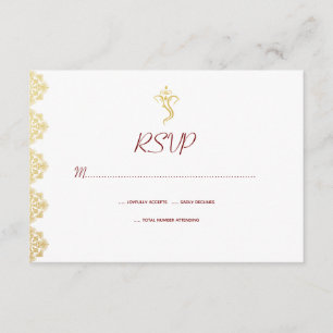 Red & Gold Ganesha und Mehndi Indian UAWG RSVP Karte