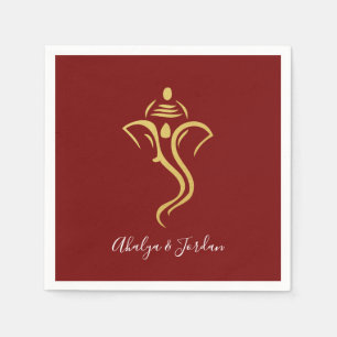 Red & Gold Ganesha Wedding Party Serviette